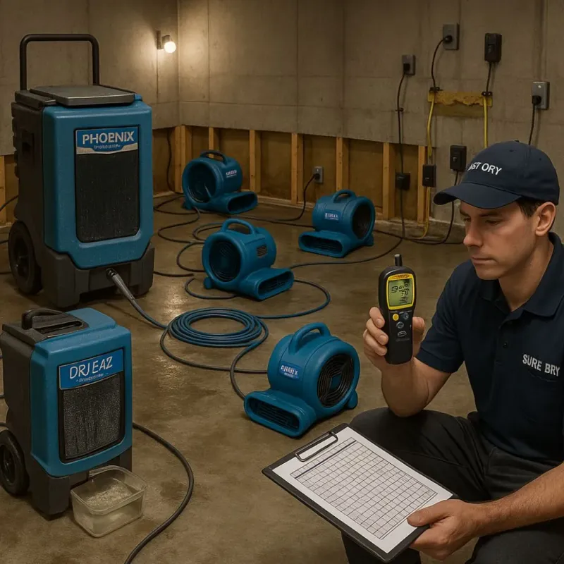 Structural Drying and Dehumidification process in Concordia Parish, LA